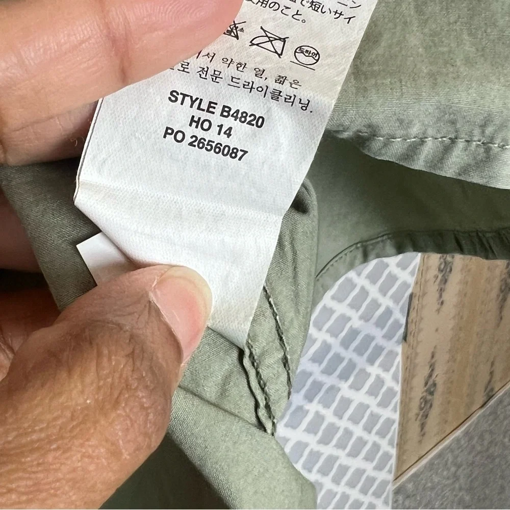 GUC J. Crew Olive Beaded Pocket Popover Shirt